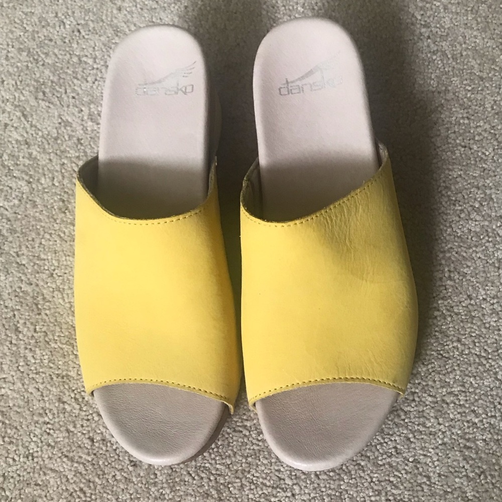Dansko Nubuck Yellow Mule Clogs